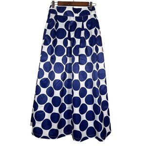 Persun Polka Dot Maxi Skirt 6 Blue Retro Old Money Classic Chic Preppy A Line